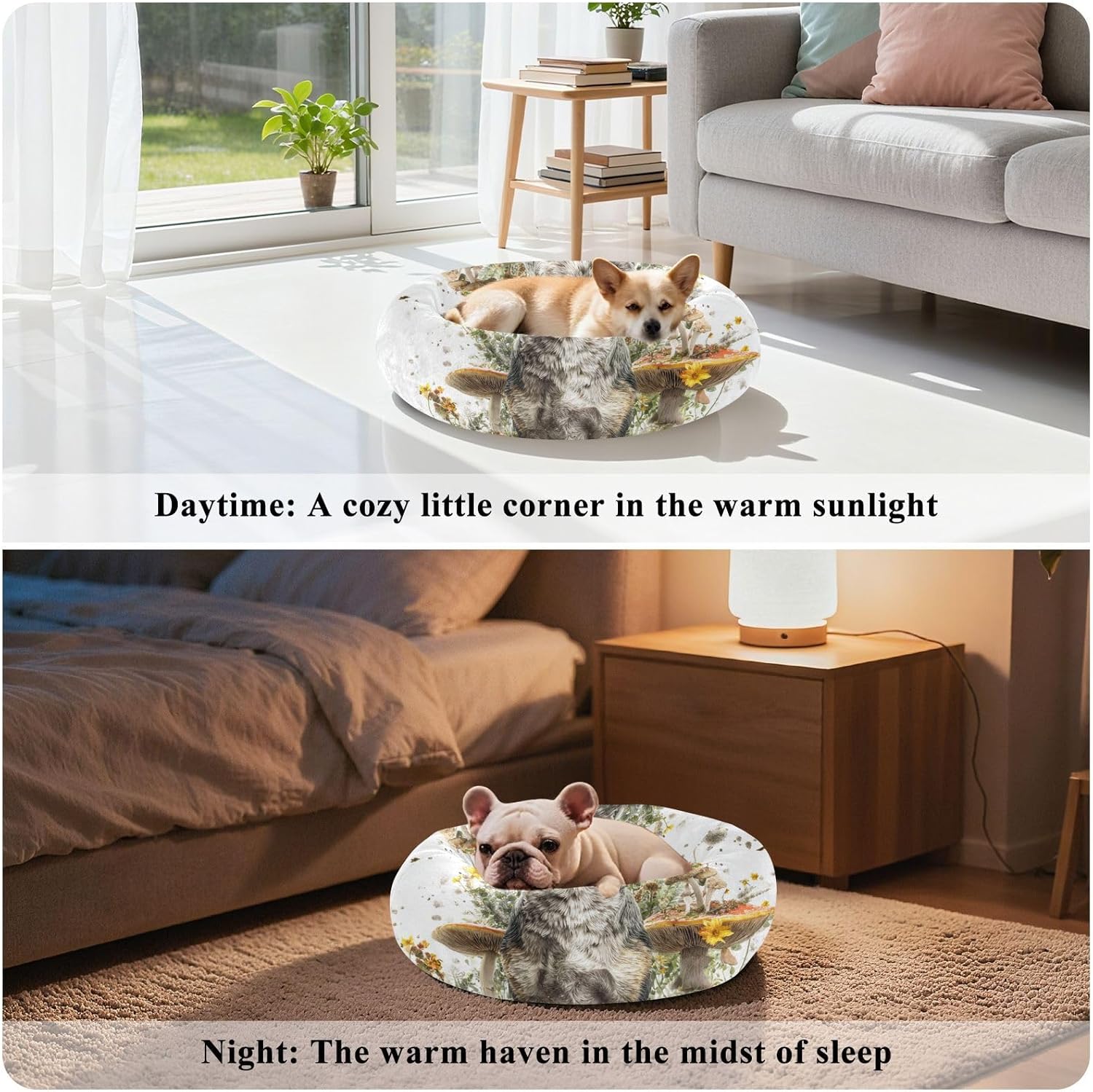 Chihuahua Fungi Cute 3D Pet Dog Bed Warm & Cozy Dog Pillow Bed for Medium Size Pets Sleeping M