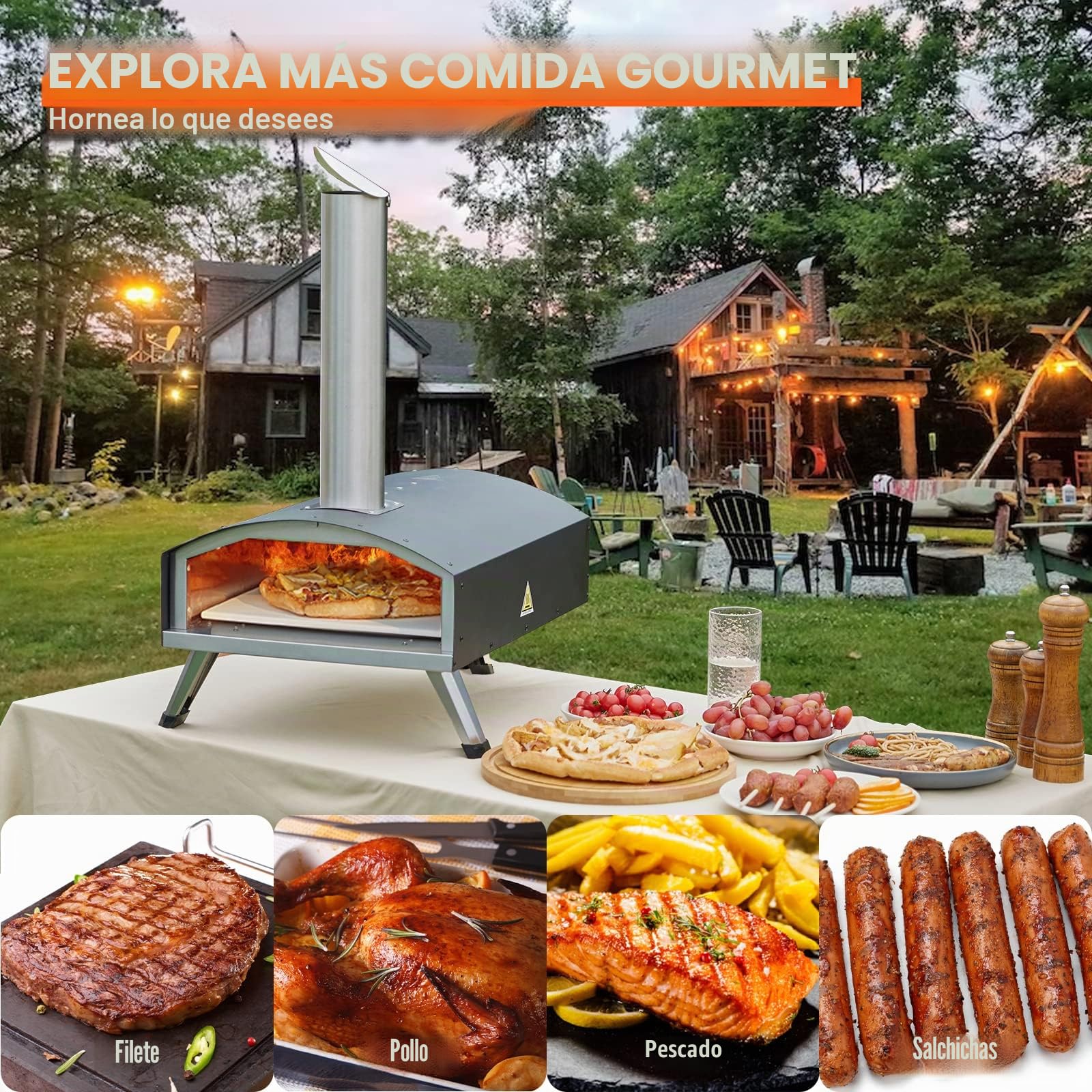 VEVOR Pizza Oven, 12 Inch Garden Ovens for Pizzas, with Wood or Charcoal, Heated Portable Pizza Oven, Garden, Max. 540 °C Premium Wood Oven for Garden, Pizza Maker