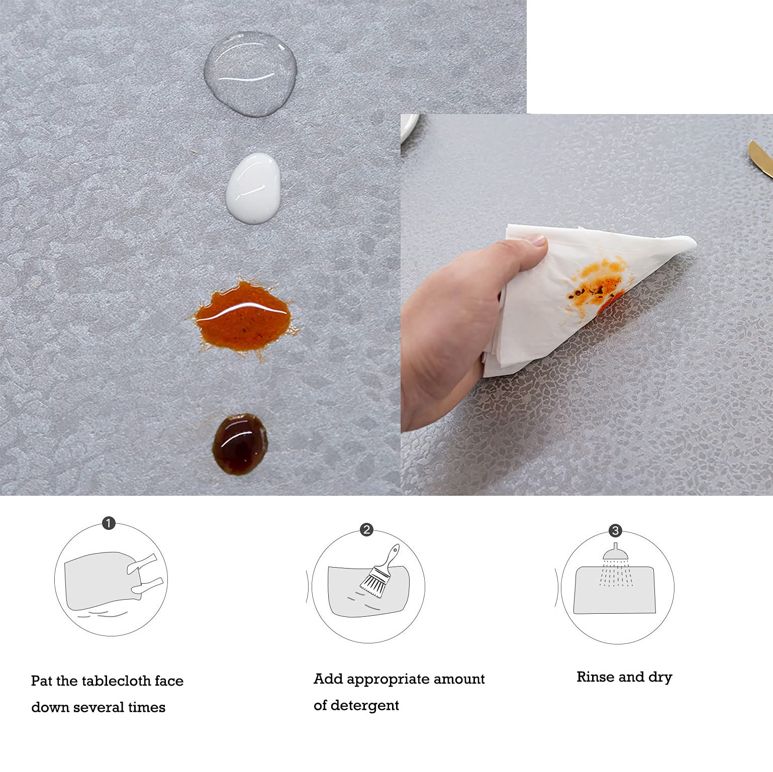 Rund Tischdecke PVC Abwaschbar 200 Wasserabweisend Lotuseffekt Tischtuch Tafeltuch Tischwäsche Draussen Garten Fleckschutz Pflegeleicht Abwaschbar Schmutzabweisend Esszimmer