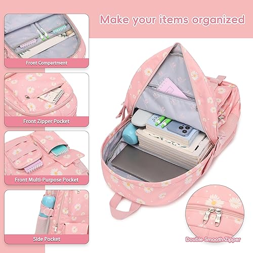 Miniatura 3 de Daisy - Mochila escolar para niñas, con lonchera, juego de bolsa de libros, mochilas para adolescentes y niñas
