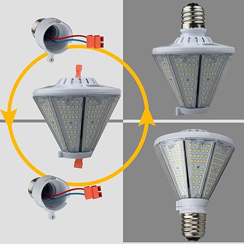 Miniatura 2 de dephen Bombilla LED de mazorca de maíz de 50 W, cono triangular de 6500 lúmenes, luz superior de poste base E26, reemplazo de halogenuros metálicos