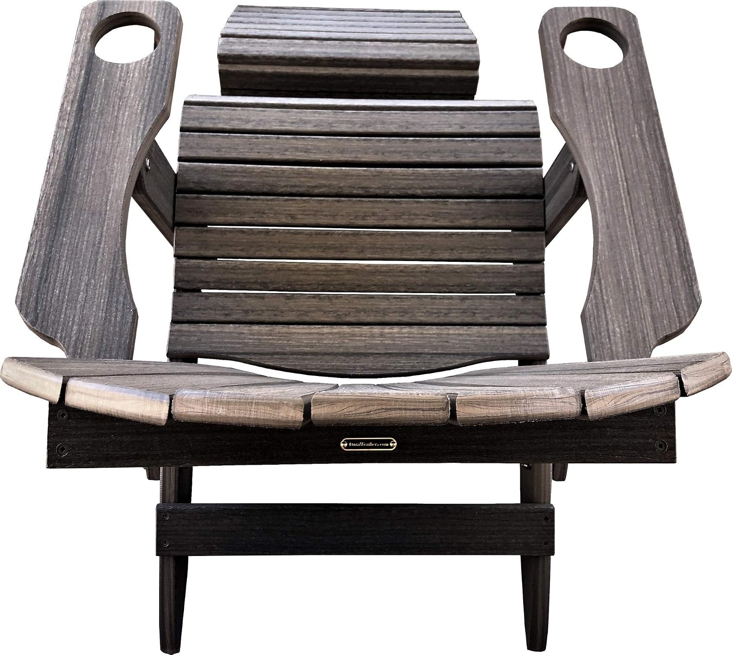 DuraWeather Poly Folding Adirondack - New Unwind Edition Featuring Built-in Cup Holders - King Size - 350lb Capacity (Coastal Grey)