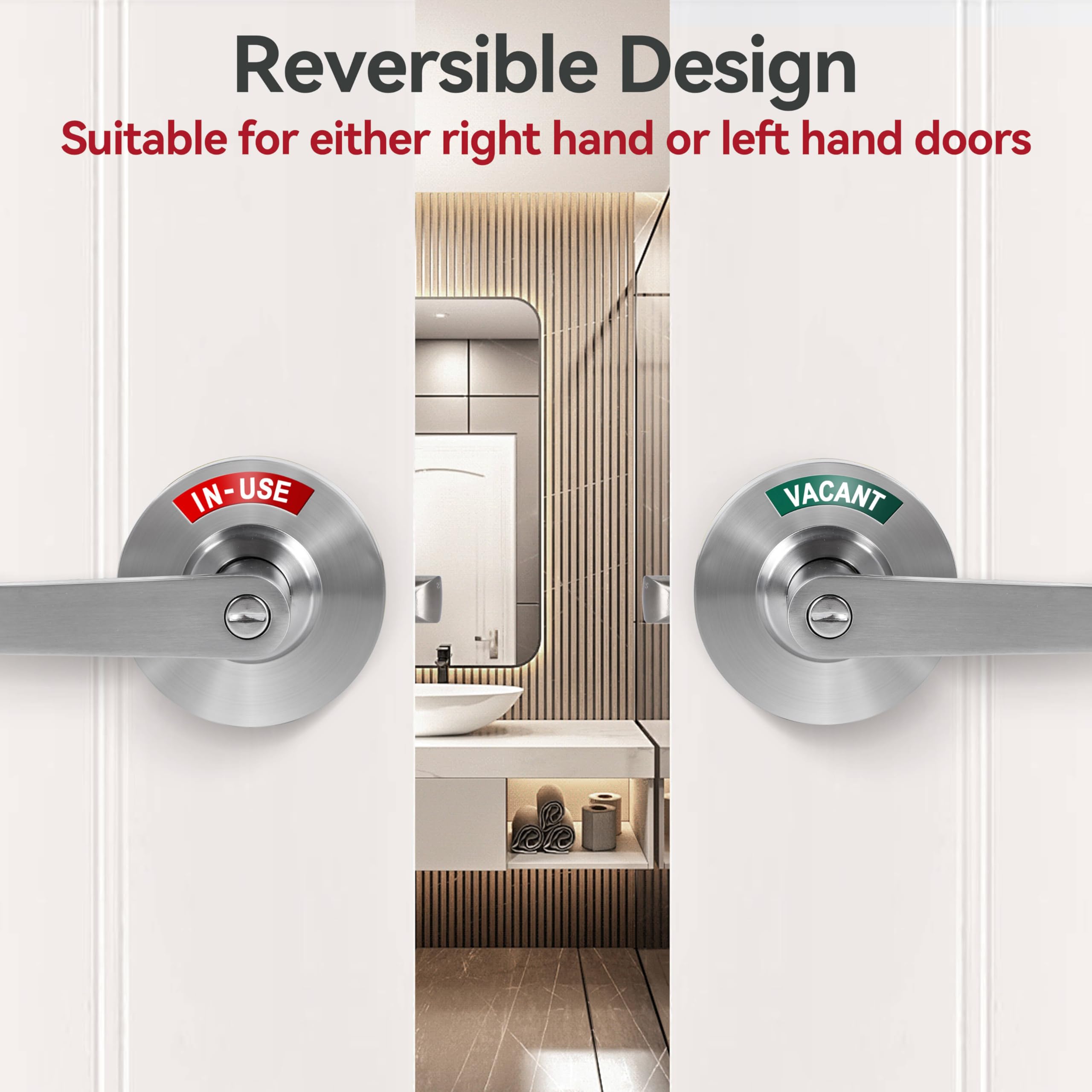 Commercial Grade Privacy Door Lock With Occupancy Indicator – ANSI Grade 2, Vacant/In-Use Display, Gunmetal Gray (Fits 1-3/8" To 2" Doors, Adjustable Latch)