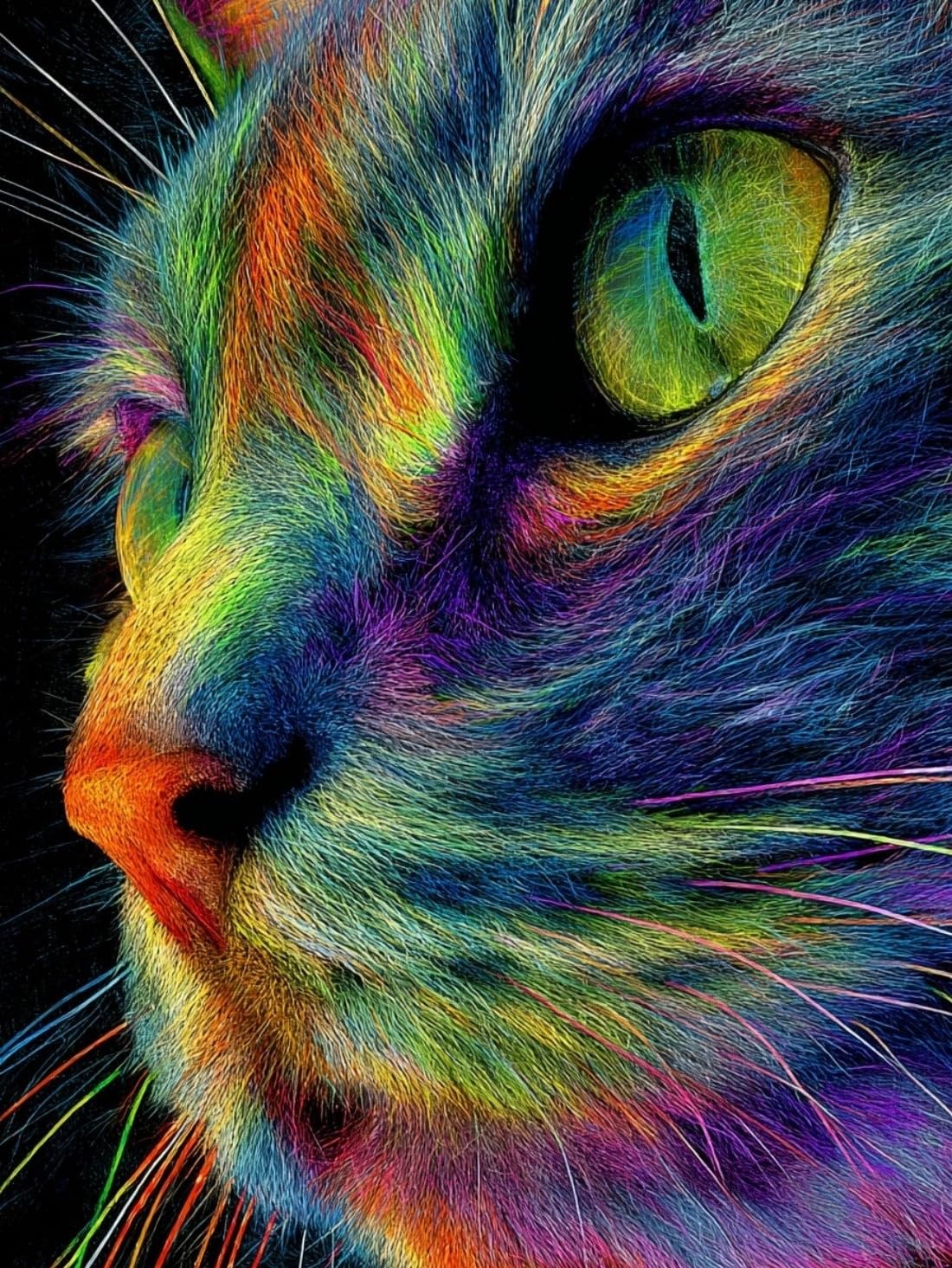 WANGWANGMIAO Paint by Number for Adults,Rainbow Cat Adult Painting by Numbers Canvas Kits, DIY Acrylic Oil Paints for Home Wall Decor Gift 16x20inch，with Frame