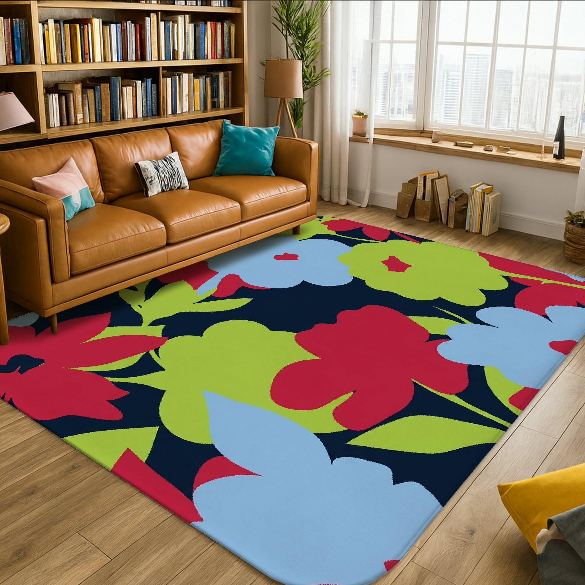 Tapis de sol rectangulaire à poils courts pour salle à manger propre
