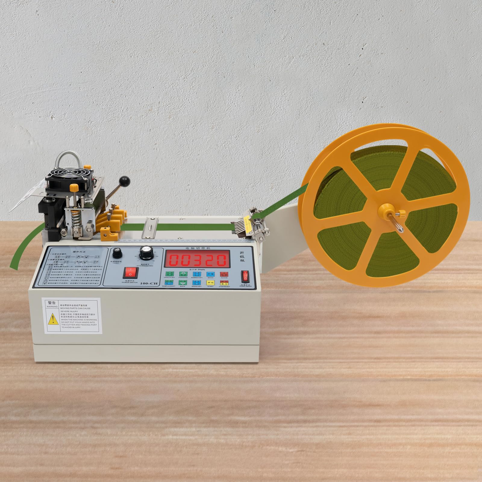 Máquina de corte de 440 W, cortador automático de cinta caliente y frío, 350 °C, máquina de corte automática, 100 unidades/min, ancho de corte 1-95 mm para cortar bolsas tejidas sacos de nailon