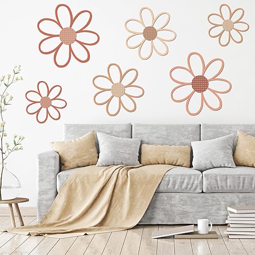 Miniatura 6 de Thyle 6 piezas de decoración de pared de margaritas de madera, diseño de margaritas blancas, letreros colgantes para el hogar, guardería,