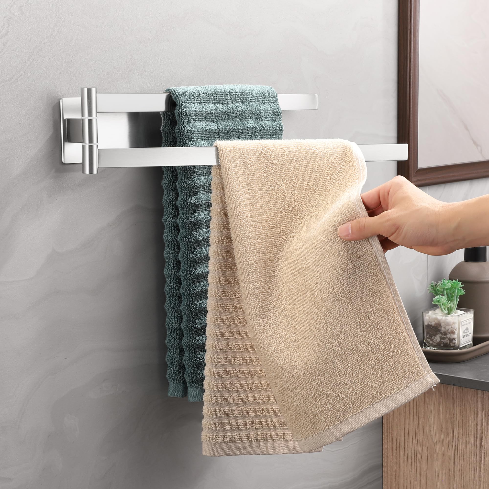 Porta Asciugamani Bagno Da Parete Porta Asciugamani Adesivo In Acciaio Inox 304 - 39 Cm, Argento, Senza Forare Per Bagno E Cucina Appendi Asciugamani Acciaio 304
