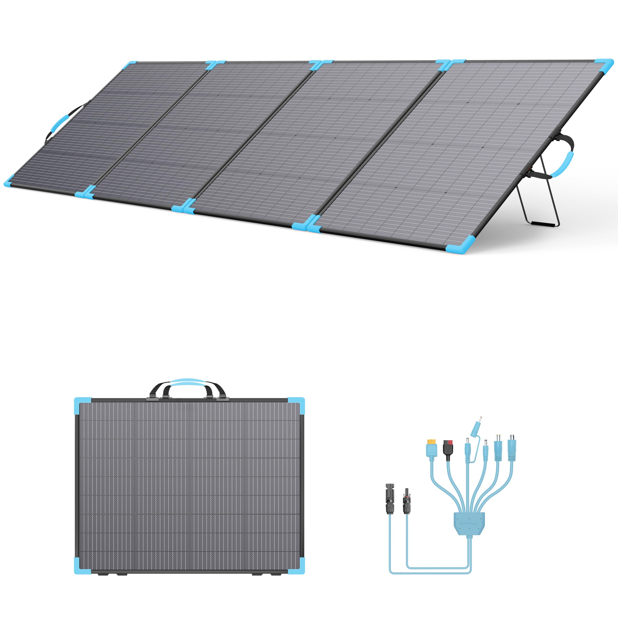 400W Bifacial Portable Solar Panel for Power Station, 23.5% High Efficiency ETFE Foldable Solar Charger for Camping Essentials,IP68 Waterproof 3 Reinforced Kickstands for RV Off-Grid Blackouts