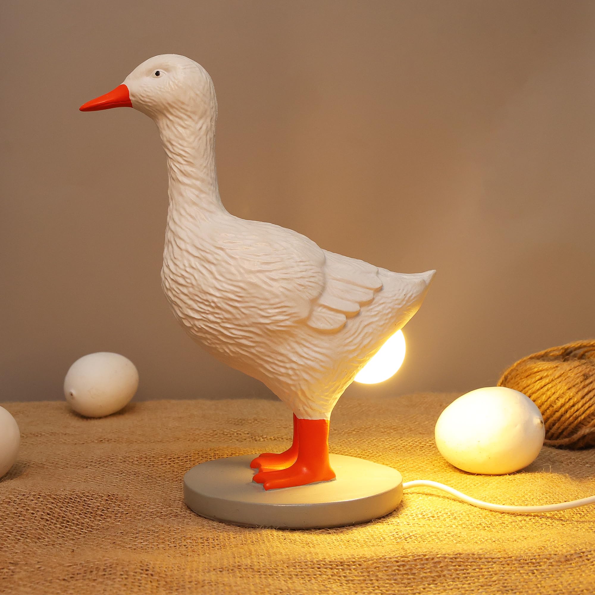 Attivolife Duck Egg Lamp, Funny Duck Gift with Egg in Butt Lifelike, LED Goose Night Light with USB & Stepless Dimming, Resin Table Light Decor Birthday Christmas Gifts for Kid Friend