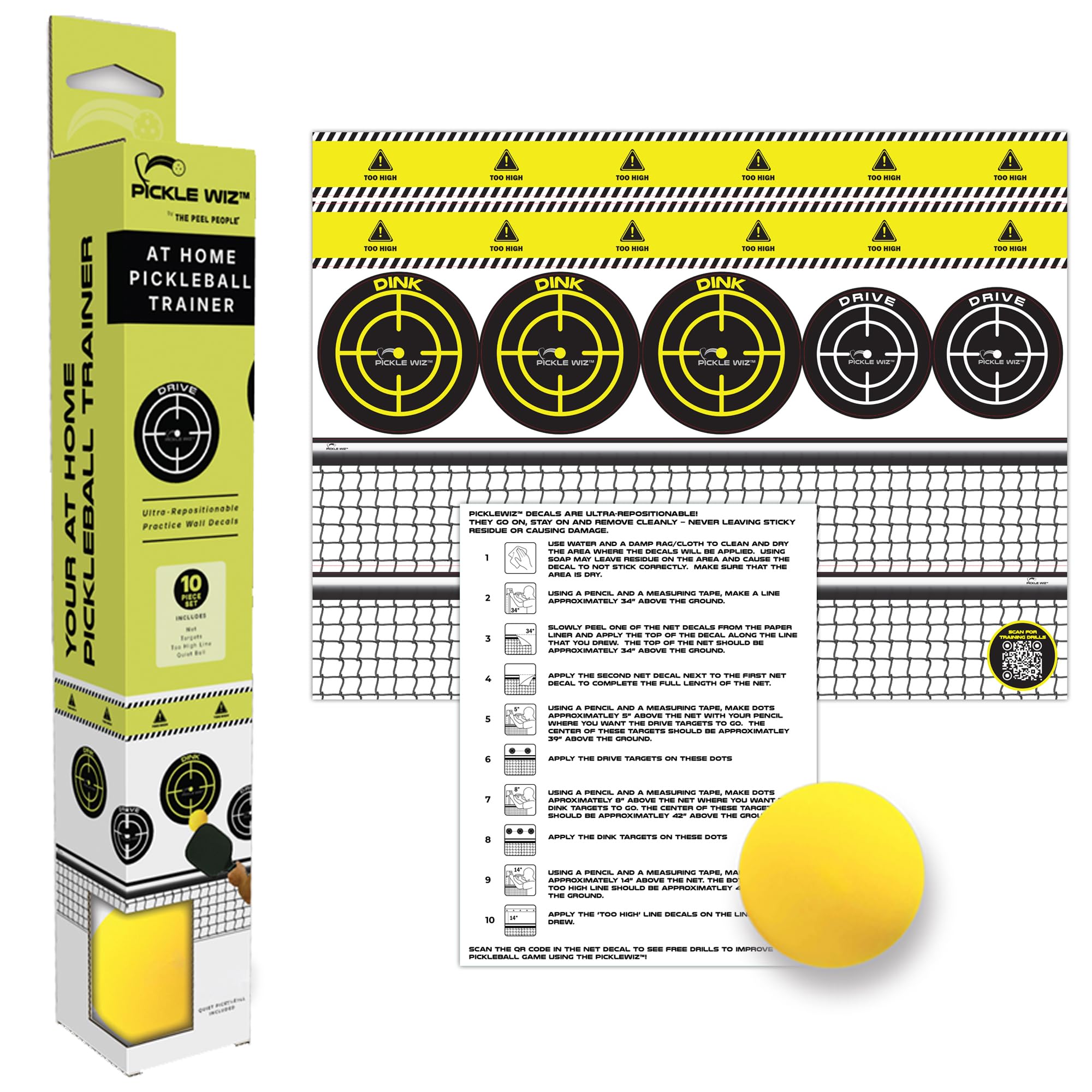Pickleball Trainer Autocollant Mural Repositionnable avec Code QR - 8