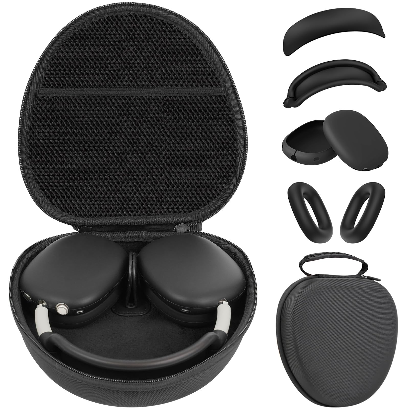 Case for Apple AirPods Max Headphones, Supports Sleep Mode, Hard Portable Carry Travel Cover Storage Bag with Silicone Ear Pad Case/Ear Cups Cover/
