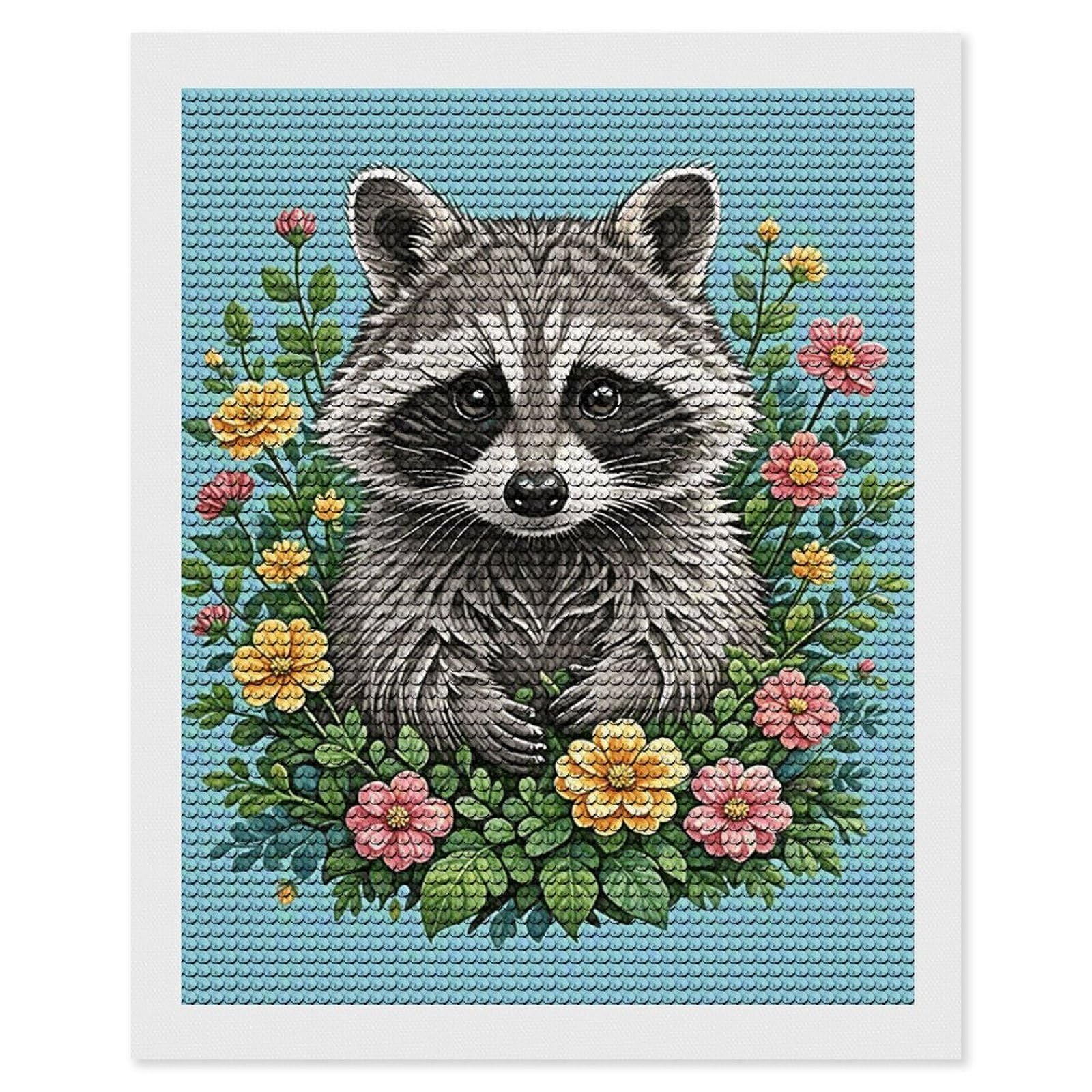 FodPand Raccoon 5D Diamond Painting Kits for Adults Beginners Full Drill Round Diamond Dots Pictures Gem Art Supplies for Home Wall Room Decoration DIY Craft Set Gift 16x20