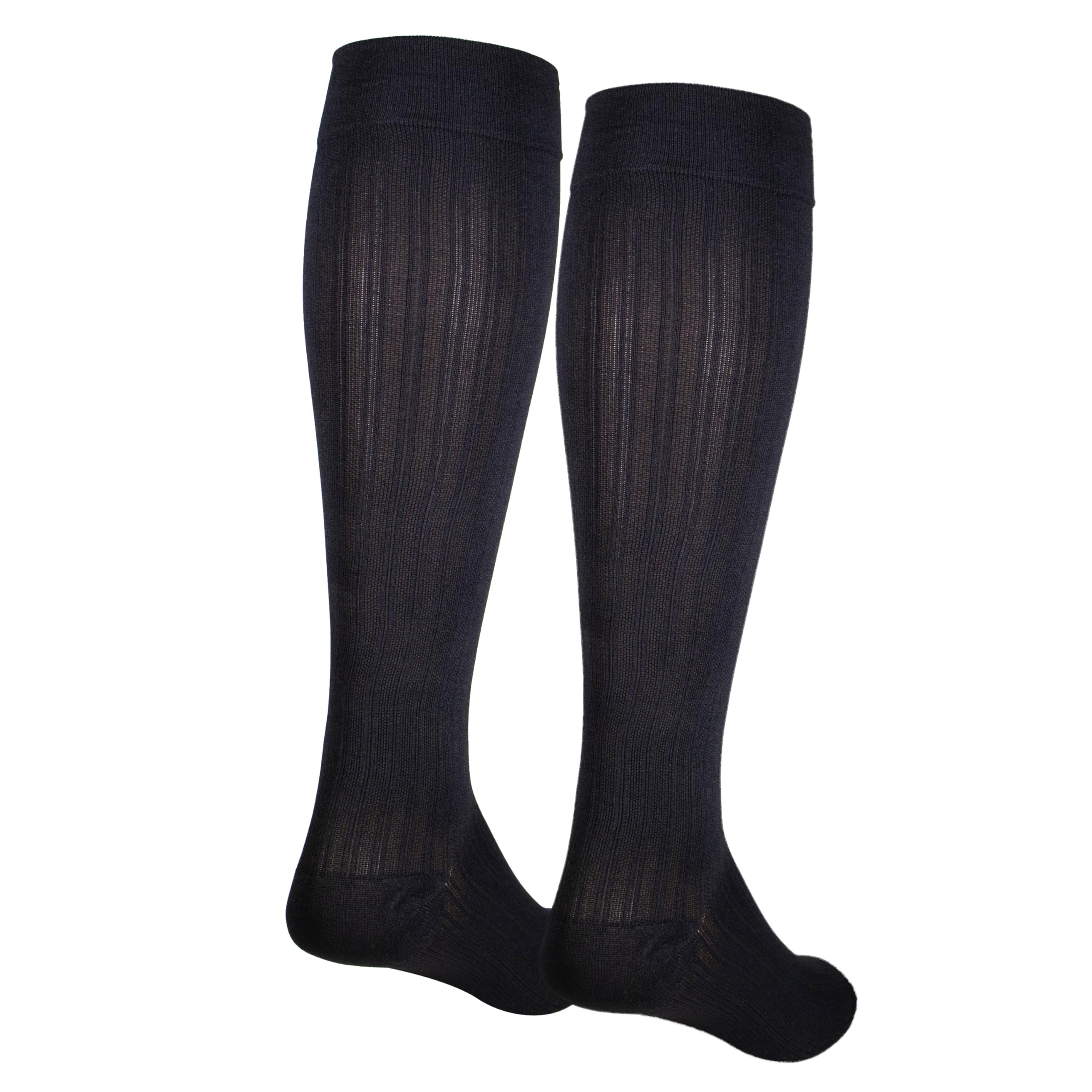 NuVein Women's Compression Socks, 20-30 mmHg Support, Rib Knit Pattern, Over Calf Knee High