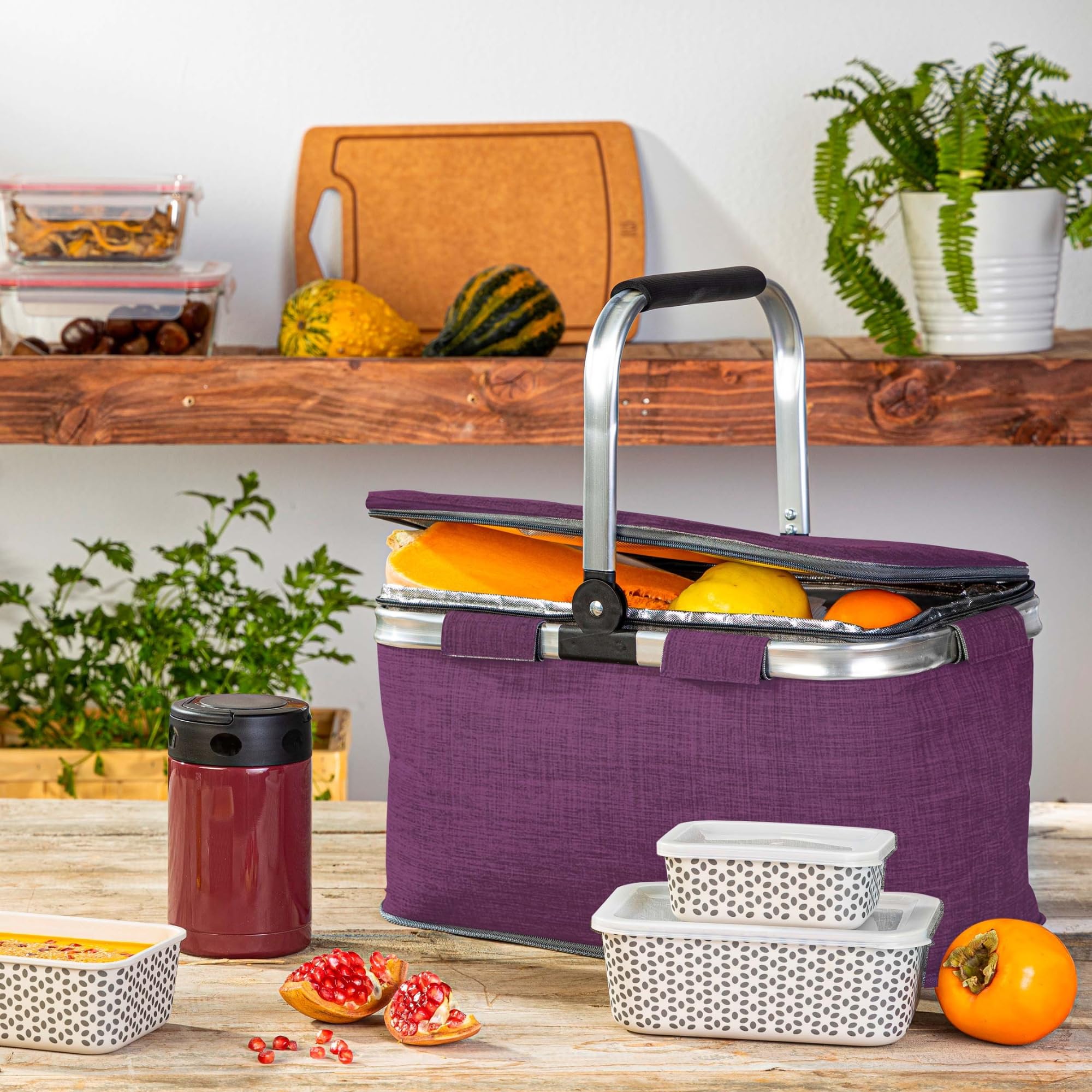 PICNIC BASKET PURPLE MARBLED
