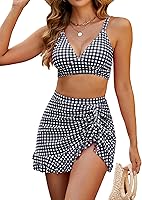 Blooming Jelly Women's High Waisted Retro Bikini Set - Tummy Control Two Piece Swimsuit 2026 Gingham