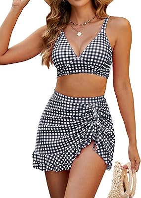 Blooming Jelly Women's High Waisted Bikini Sets Tummy Control Swim Skirt Two Piece Swim Suit 2025 Retro Swimsuit