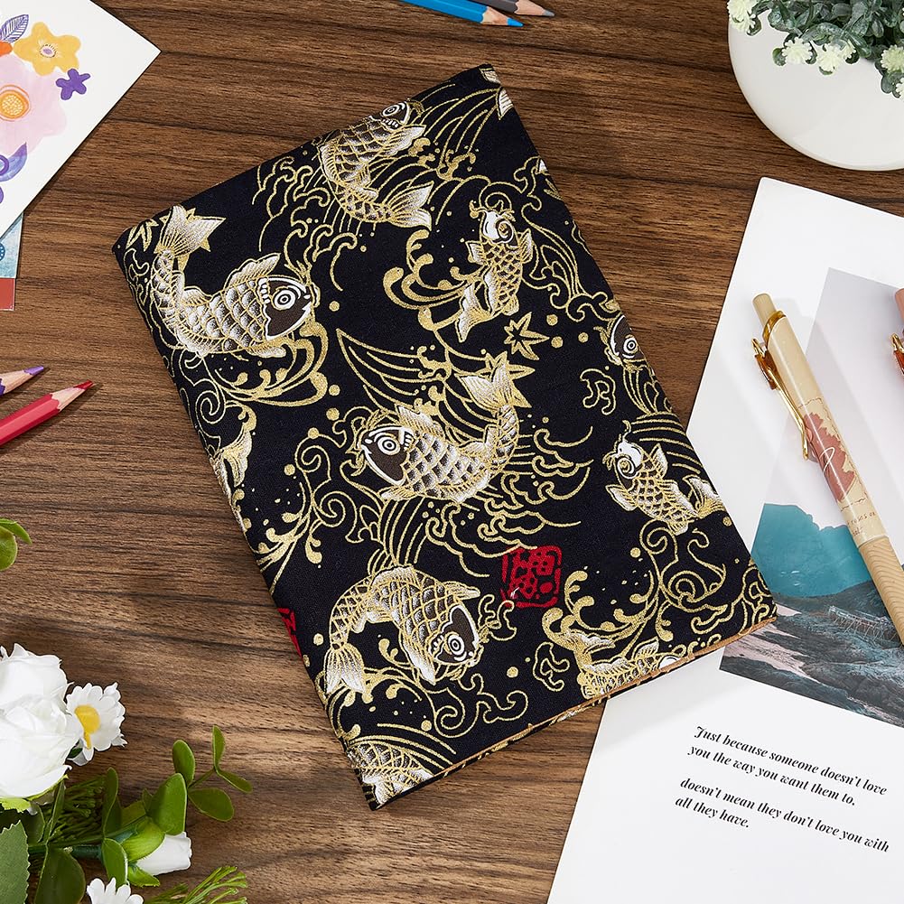 SUPERFINDINGS Housse Imperméable pour Livre A5 Couverture en Tissu Motif Floral 31 x 22.5cm Noir