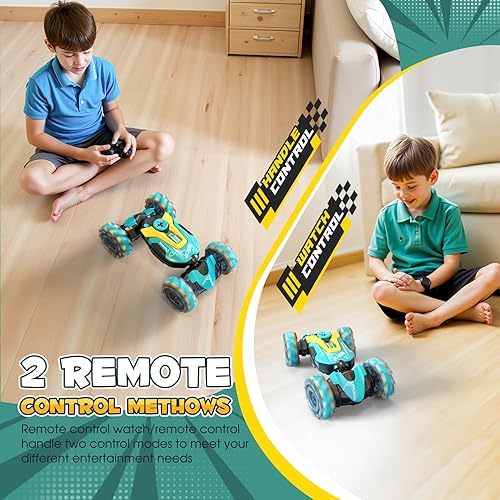 Miniatura 3 de Bubbacare Juguete de auto de acrobacias RC con detección de gestos para niños de 6 a 8 a 12 años, auto de control remoto controlado a mano de 2.4