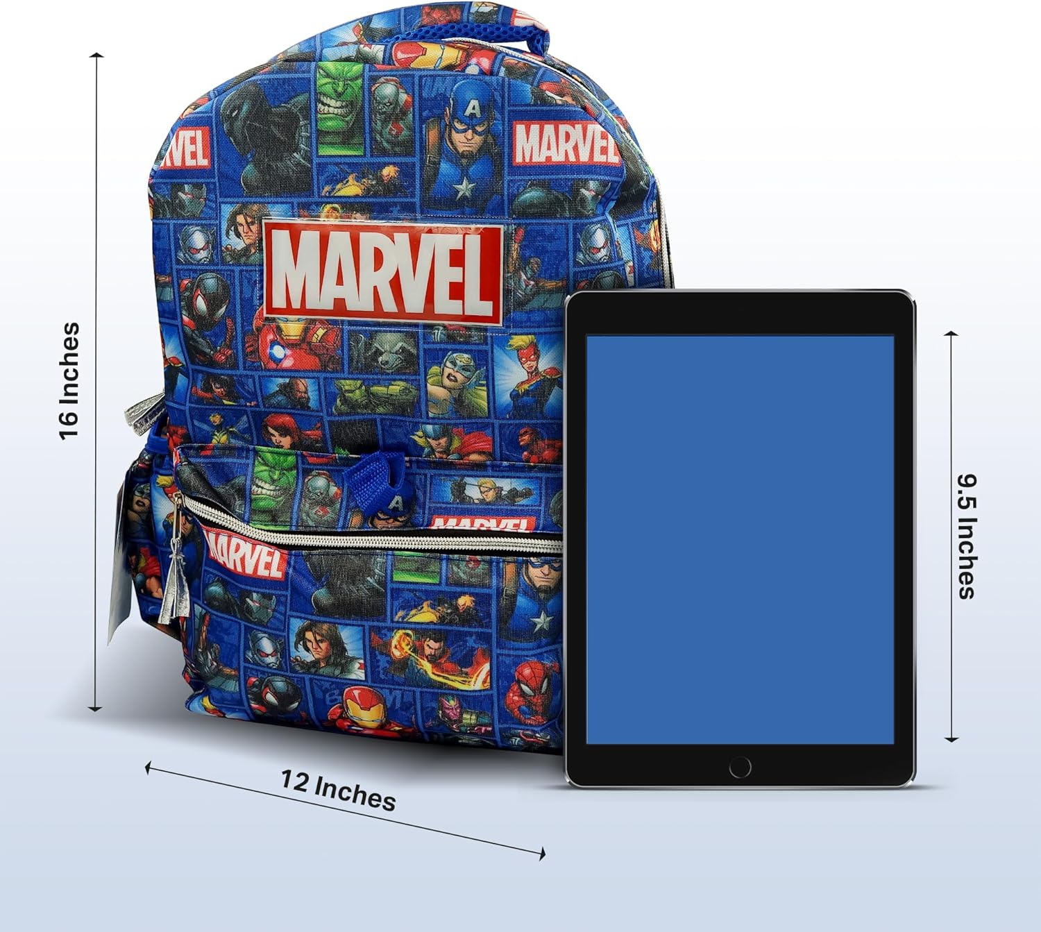 Marvel Backpack for Boys 16 inch, 6 Piece Set, Kids Backpack with Lunch Box, Ideal for Back to School & Elementary Age