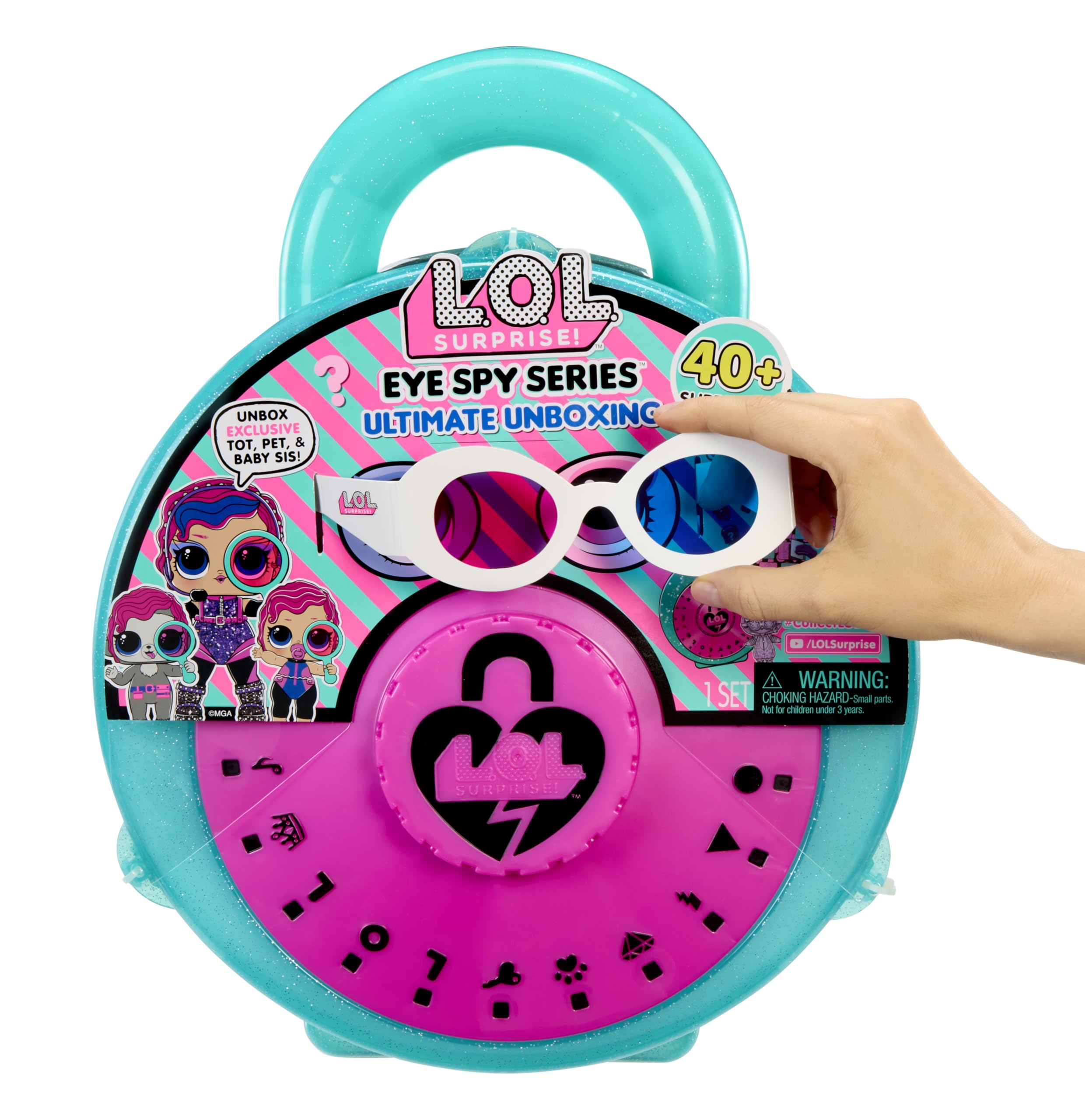 L.O.L. Surprise! Eye Spy Series Ultimate Unboxing – 3 Ekskluzywne Lalki, Opakowanie w Kształcie Kłódki, ponad 40 Niespodzianek do Odkrycia
