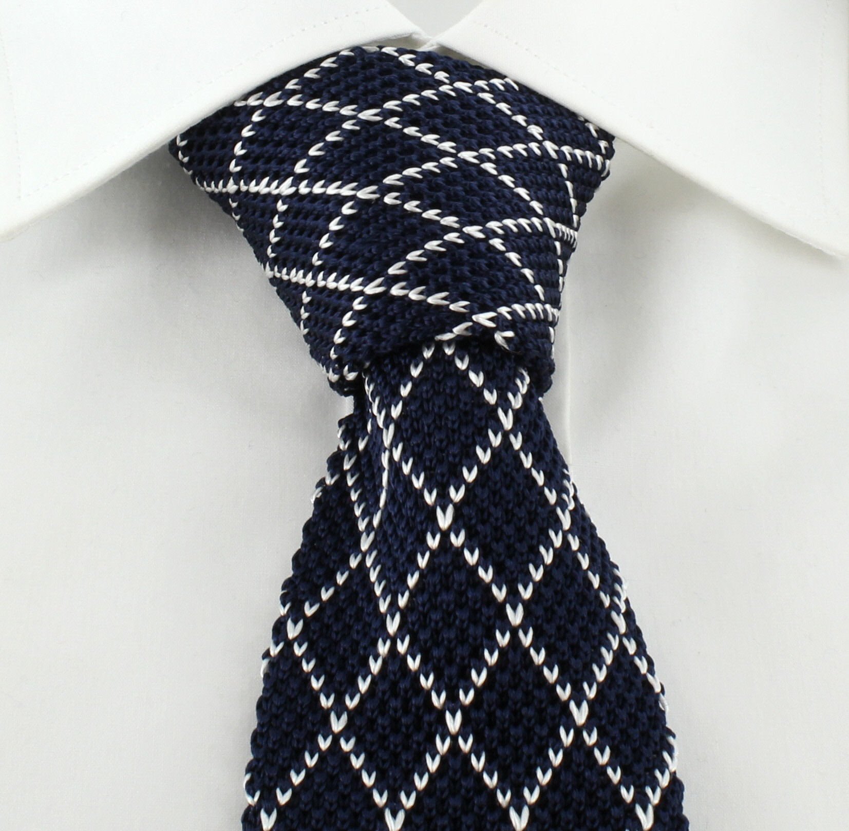 Michelsons of London Skinny Diamonds Silk Knitted Tie