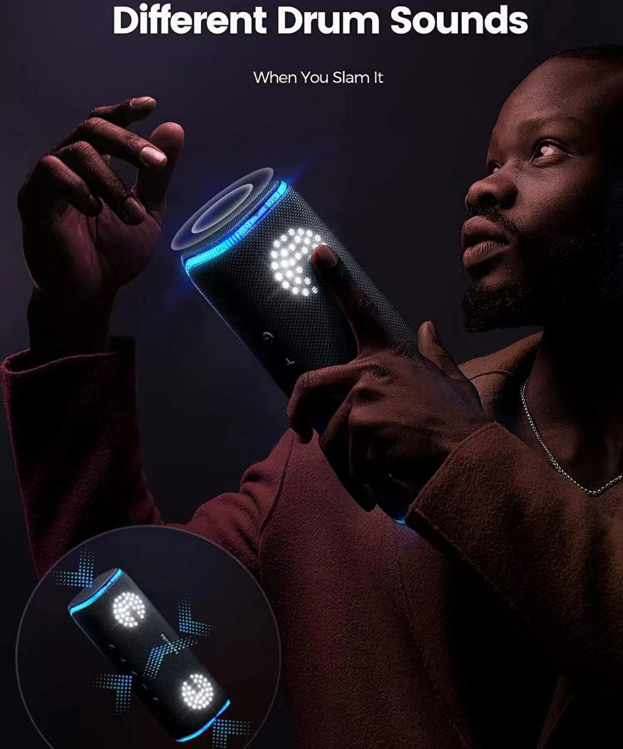 Decibelvibe - Altoparlante Bluetooth portatile e impermeabile con luce, IPX7, 30 W, bassi profondi, Bluetooth 5.3, durata della batteria 25 ore, LED, accoppiamento stereo per casa, feste, all'aperto.
