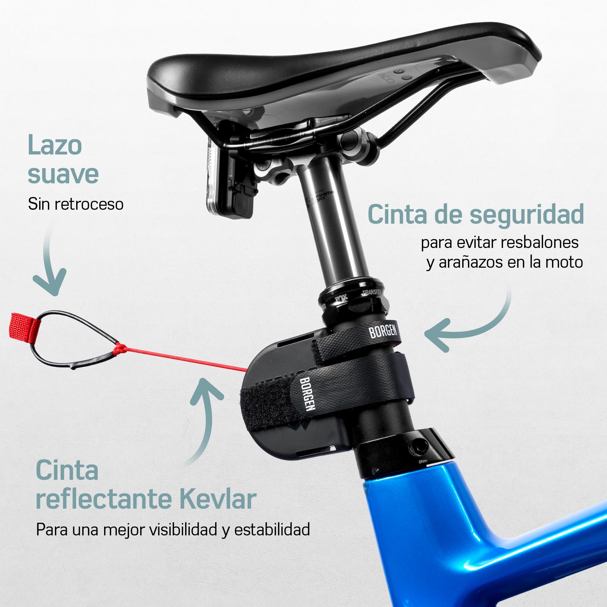 Borgen Cuerda de Remolque para Bicicletas para Niños y Adultos, Acoplamiento y Desacoplamiento Seguros y Fáciles, Adecuado para Woom, Carga hasta 120 kg, Universalmente Adecuado.
