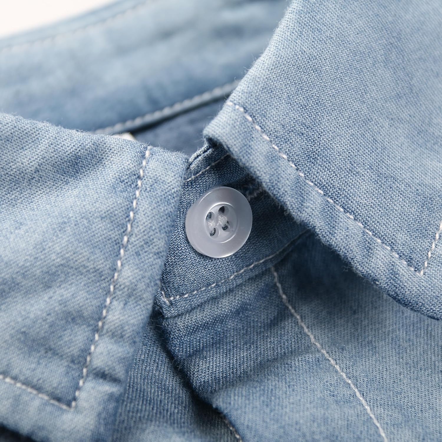 Boys Denim Button Down Shirt Long Sleeve Casual Western Cowboy Chambray Shirts Spring Fall Jean Tops with Pockets - Image 2