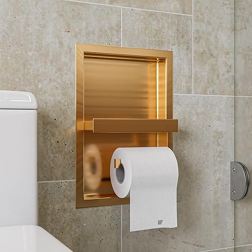 AlFI brand ABTPNP88-BG - Estantería para baño, soporte para papel higiénico, color dorado cepillado