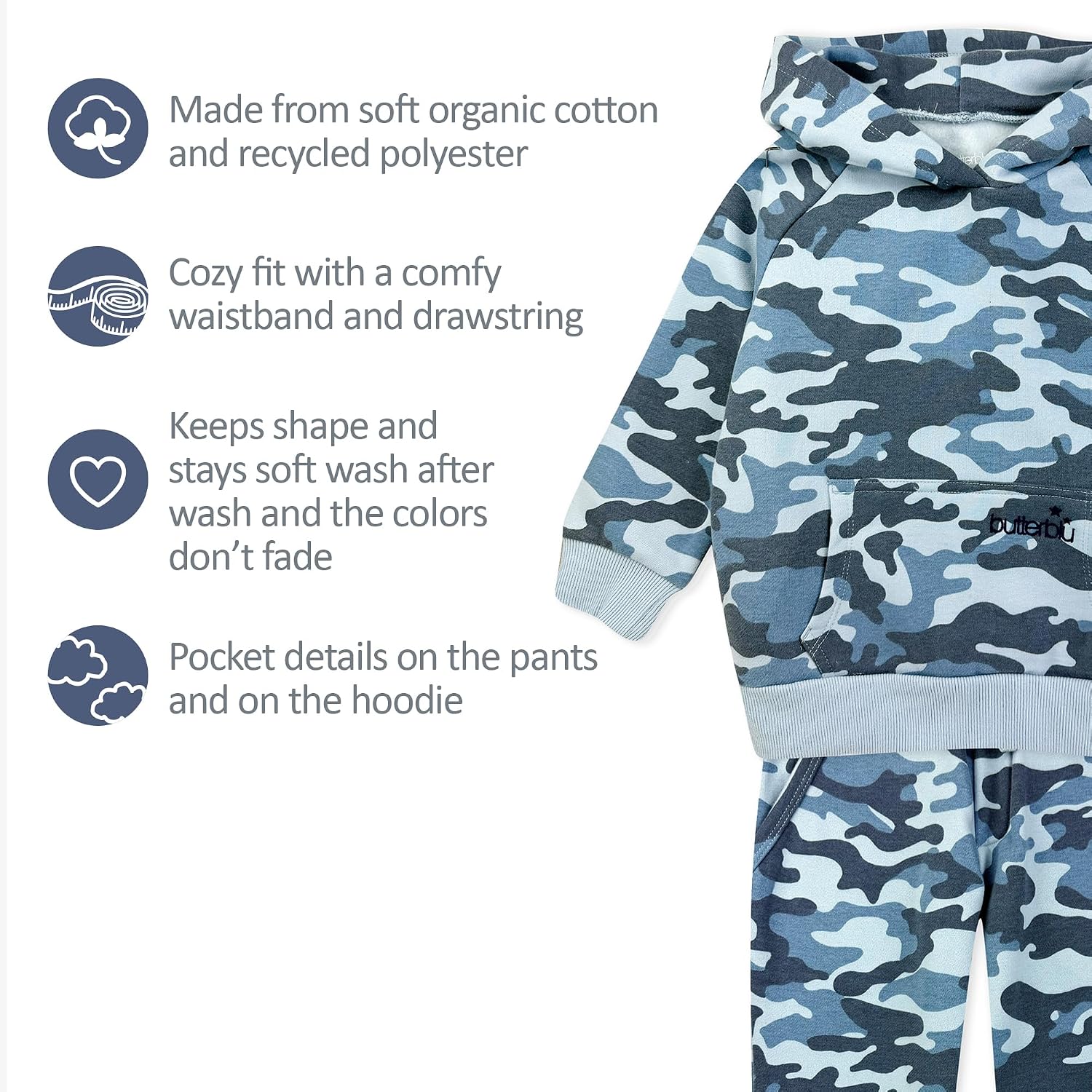 Butterblu Alex 2-piece Colorblock Hoodie and Jogger Set Organic Cotton