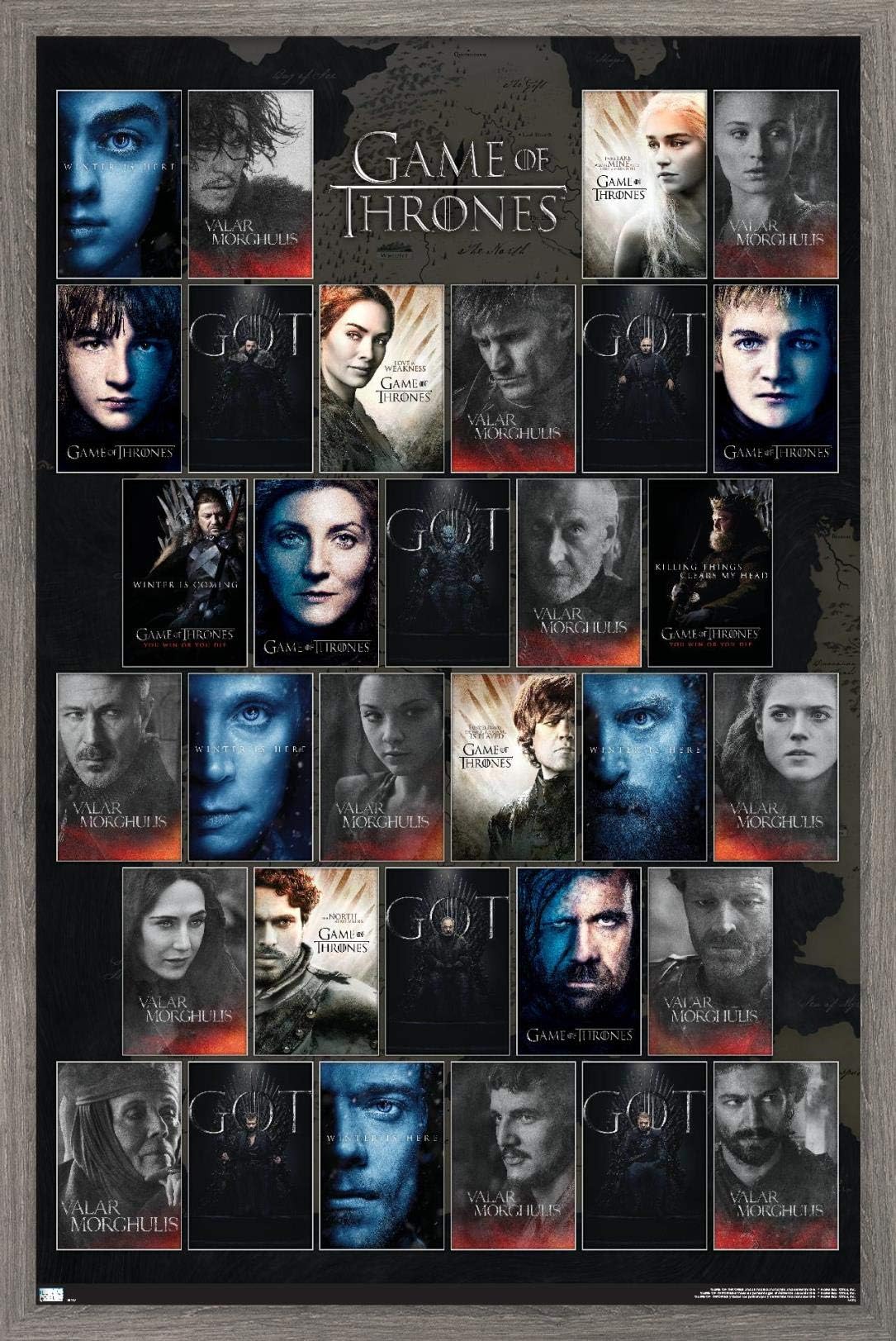 Game of Thrones - Grid Wall Poster, 22.4L x 14.7W, Barnwood Framed Version