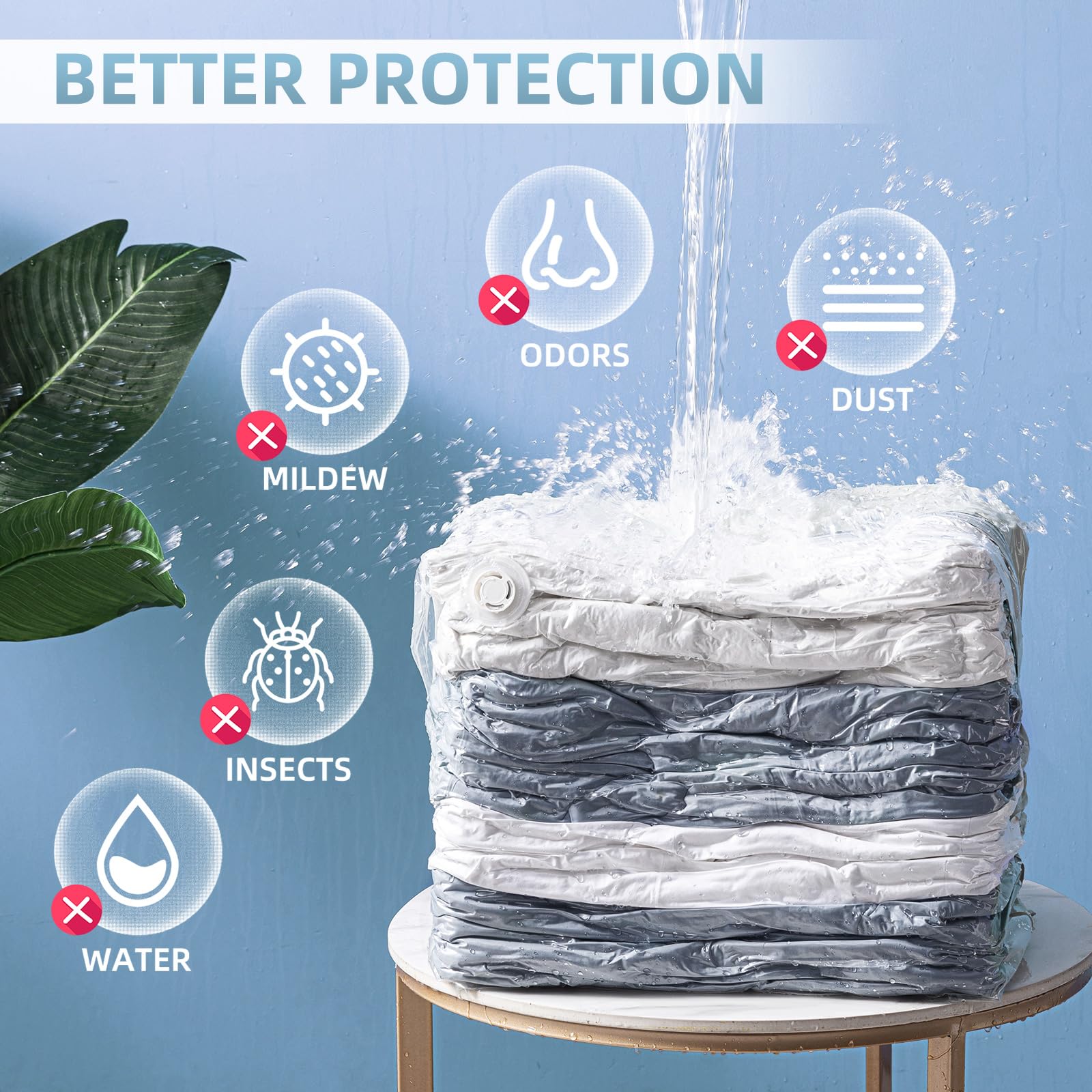 Confezione da 8 sacchetti sottovuoto, cubi combinati (3 jumbo+5 medi), sacchetti sottovuoto per abbigliamento, biancheria da letto, coperte, salvaspazio per l'organizzazione dell'armadio
