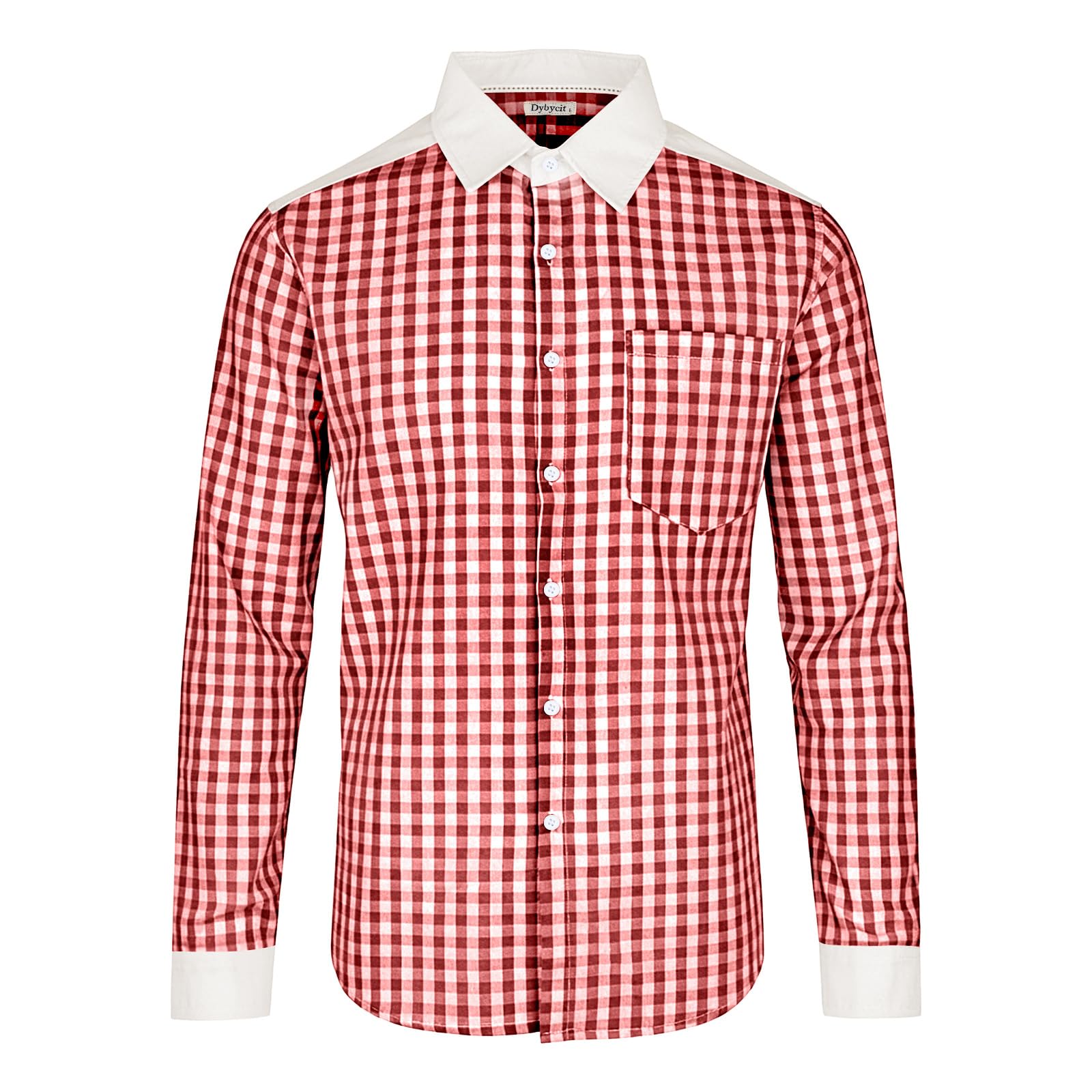 Dybycit Herren Kariertes Hemd Langarm Baumwolle Button Down Regular Fit Oktoberfest Männer Freizeithemd mit Brusttasche