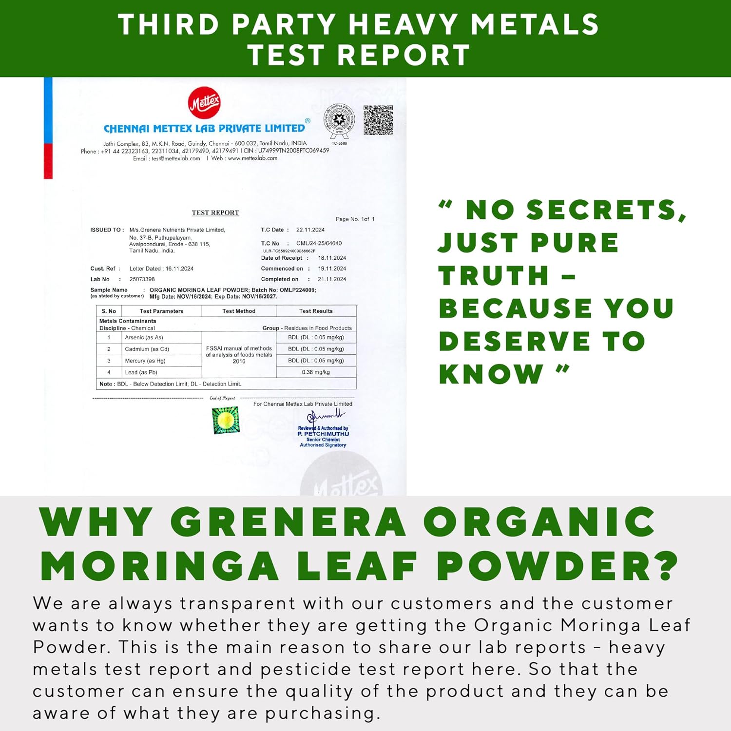 Grenera Organic Moringa Powder - 2.2 lbs (35.2 oz) | Moringa Oleifera Leaf Powder Lab Tested for Purity | Moringa Powder Organic Perfect for Smoothies, Drinks, Tea & Recipes | 100% Raw from India - Image 3