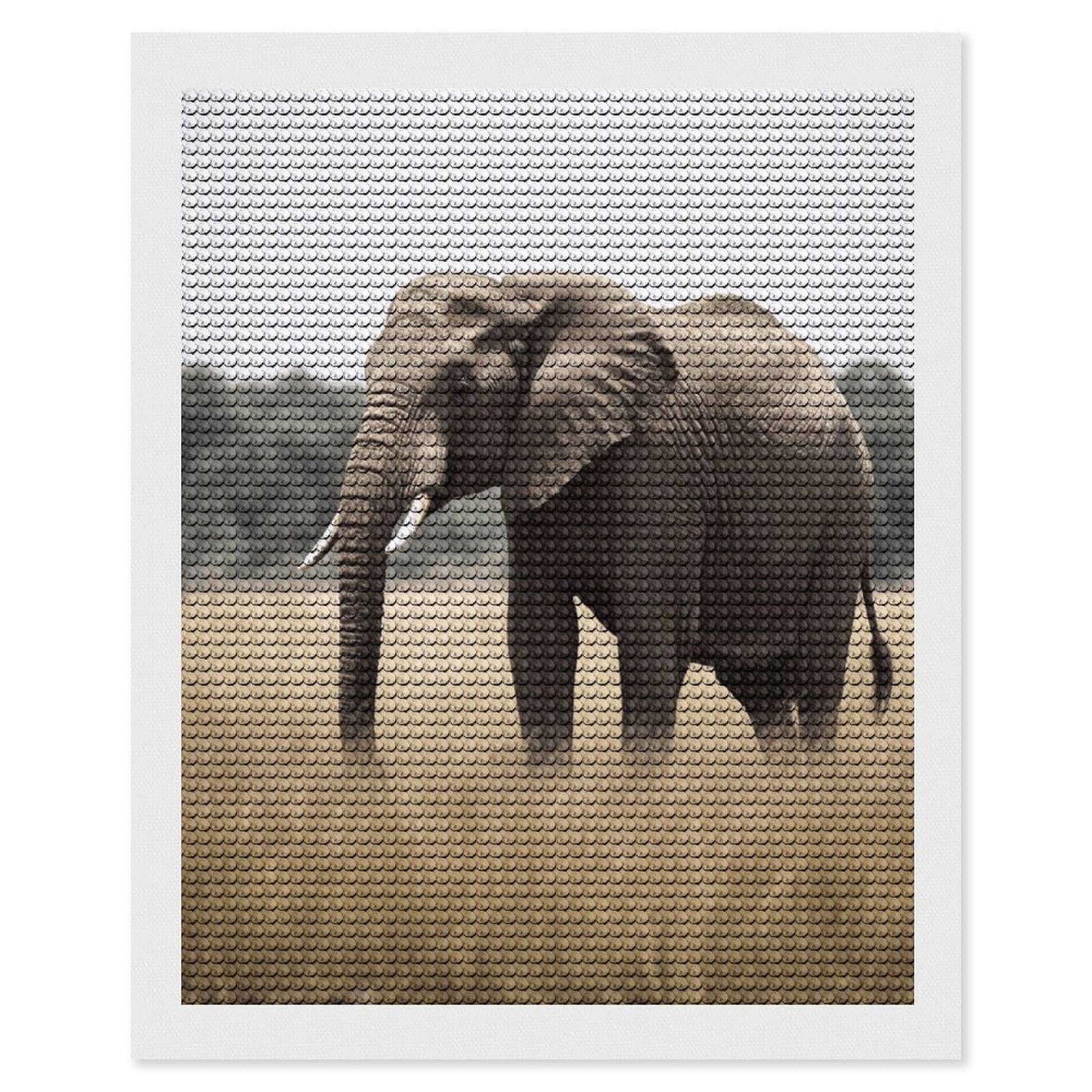 Elephant Diamond Art Kits for Adult Round Full Drill Diamond Dots Paintings for Beginner Picture Art DIY Diamond Painting Kits 5D Diamond Art Painting for Home Wall Decor 16"x20"
