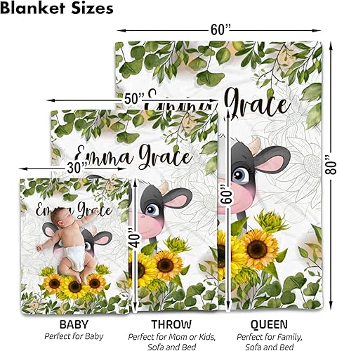 Miniatura 2 de Kingdora Manta personalizada con estampado animal de girasol y bosque floral para niña