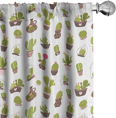 Miniatura 23 de Ambesonne Cortinas grises para ventana, pequeños lunares sobre fondo blanco, estilo retro, patrón tradicional pastel, decoración ligera, juego de 2