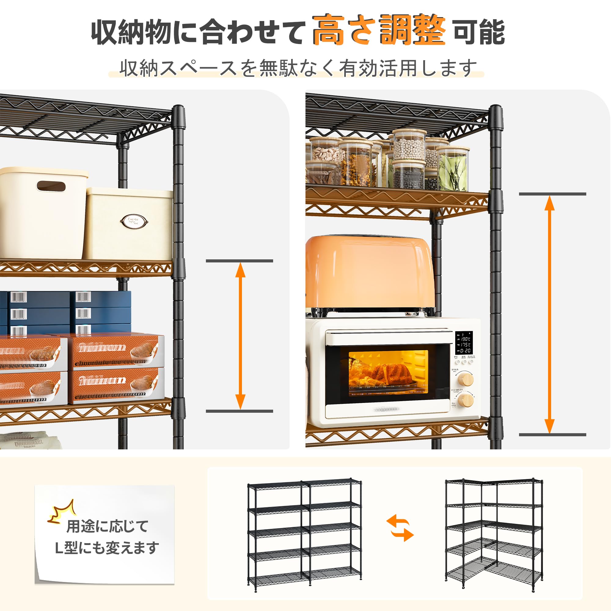 Amazon｜REIBII スチールラック メタルラック 高耐荷重500KG 幅146