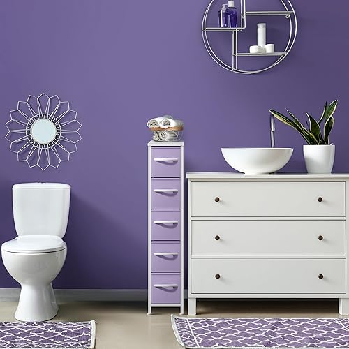 Miniatura 63 de Sorbus Torre estrecha con 4 cajones – Almacenamiento vertical para dormitorio, baño, lavandería, armarios y más, marco de acero, parte superior de