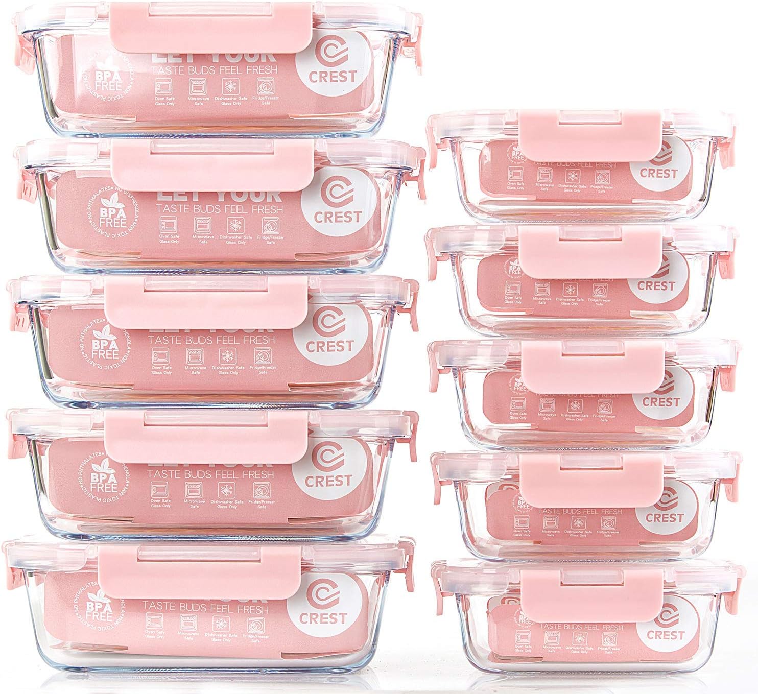 C CREST [10 Pack] Glass Meal Prep Containers