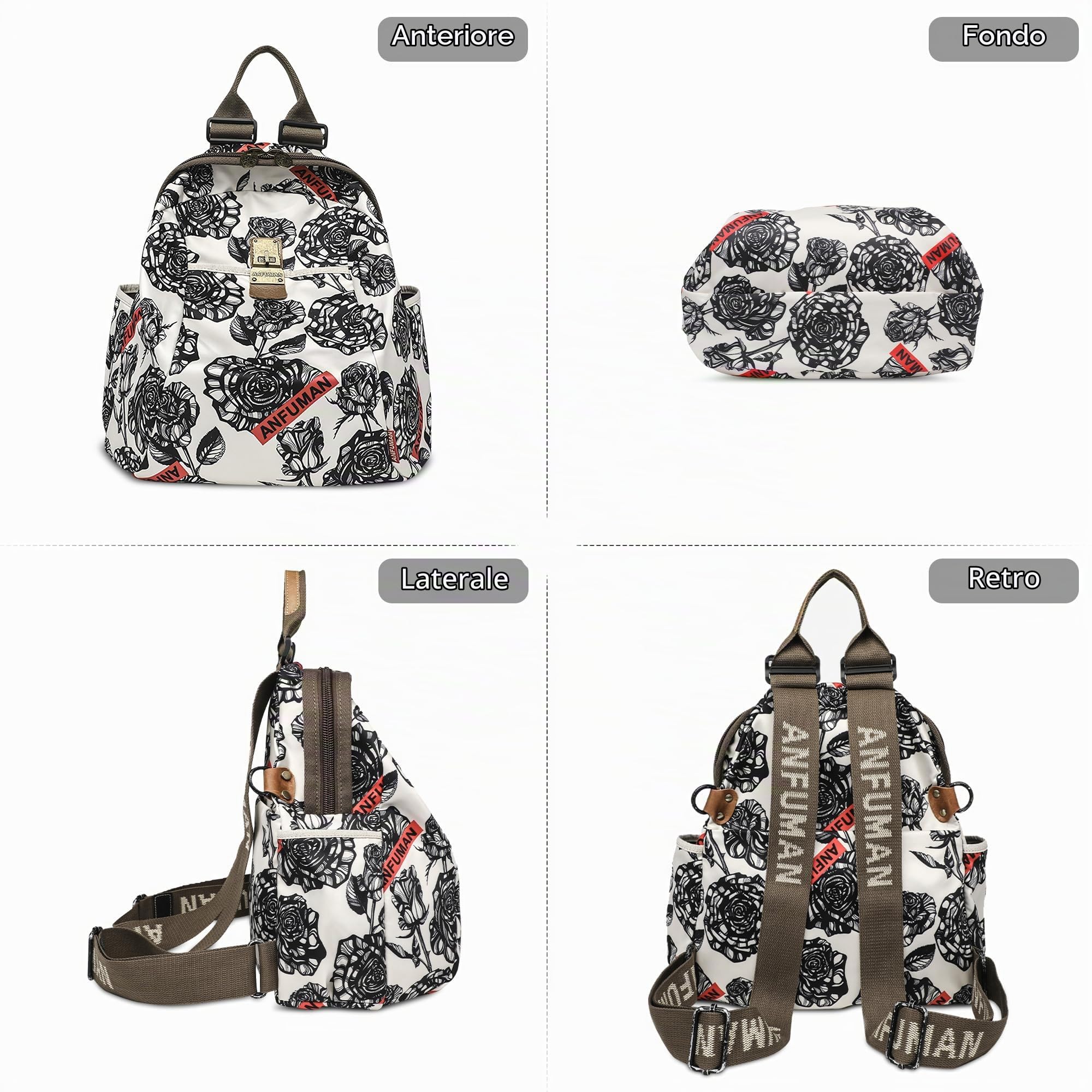 DIRRONA Moda Stampato Zaino Da Donna Per 14 Pollici Computer Portatile Casuale Borse A Tracolla Leggero Nylon Laptop Zaino Viaggio Lavoro Shopping Scuola Multifunzionale Dayback Rosa