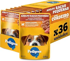 Pack Ração Úmida Pedigree Sachê Cordeiro ao Molho para Cães Adultos de Raças Pequenas 100 g - 36 unidades