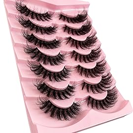 Yasnai Cat Eye Lashes Mink lashes Strip False Eyelashes Volume Lashes Wispy Fake Lashes Natural Eyelashes 7 Pairs Pack