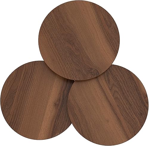 Miniatura 68 de PAK HOME Juego de 3 mesas auxiliares anidables de mármol blanco, mesas auxiliares redondas de madera apilables con patas de metal para sala de