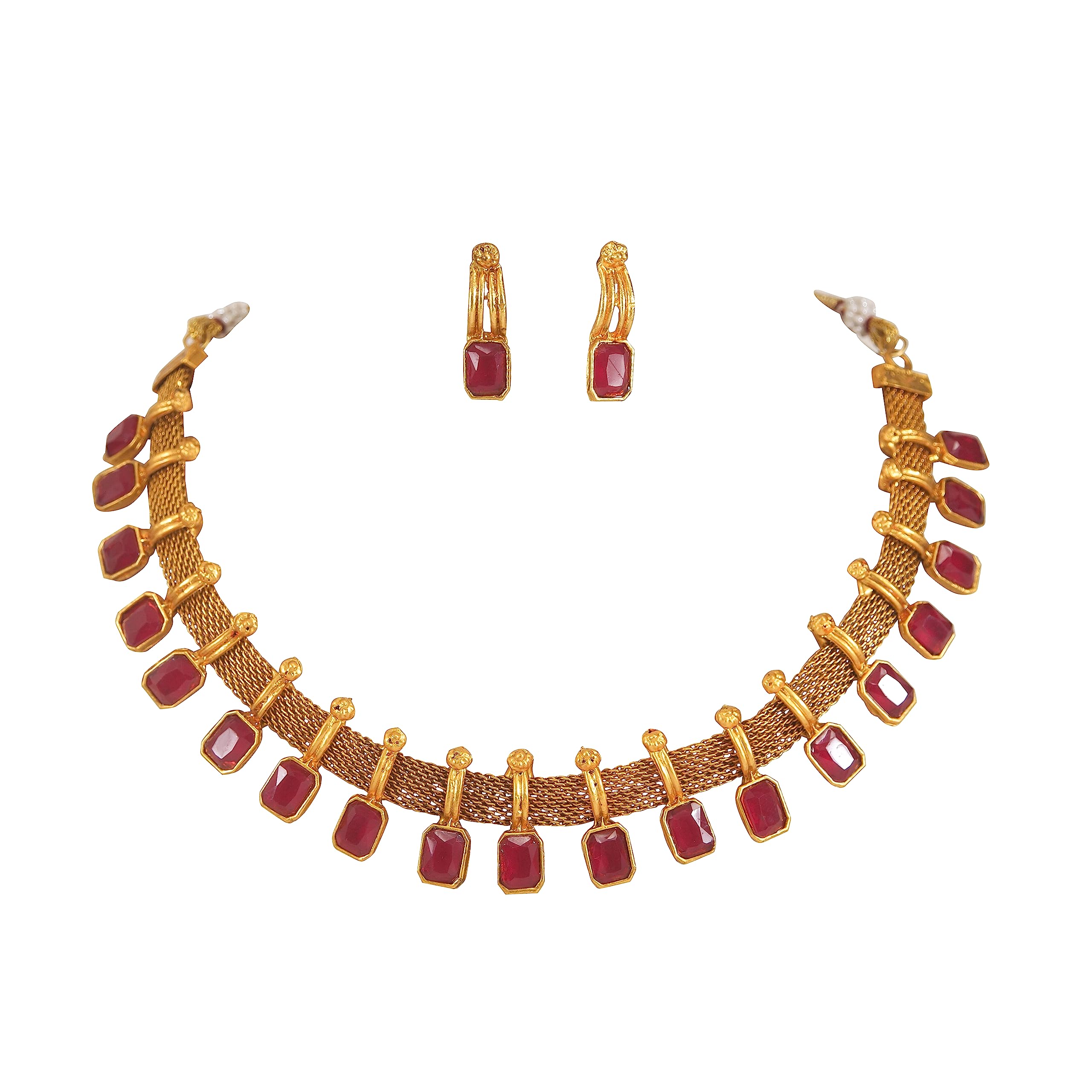 LUCENTARTS JEWELLERY Gold Plated Stylish Fancy Choker Traditional Necklace with matching earrings Jewellery Set for Women (Maroon) (B0BW5L42XD) Amazon Price History, Amazon Price Tracker