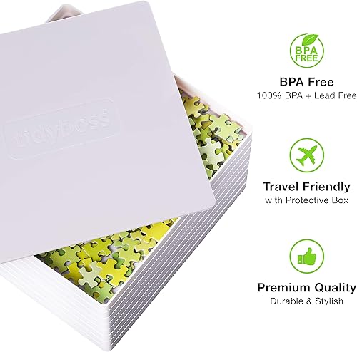 Miniatura 10 de 8 bandejas de clasificación de rompecabezas negras con tapa de 10 x 10 pulgadas  Organizadores de rompecabezas y almacenamiento  para rompecabezas