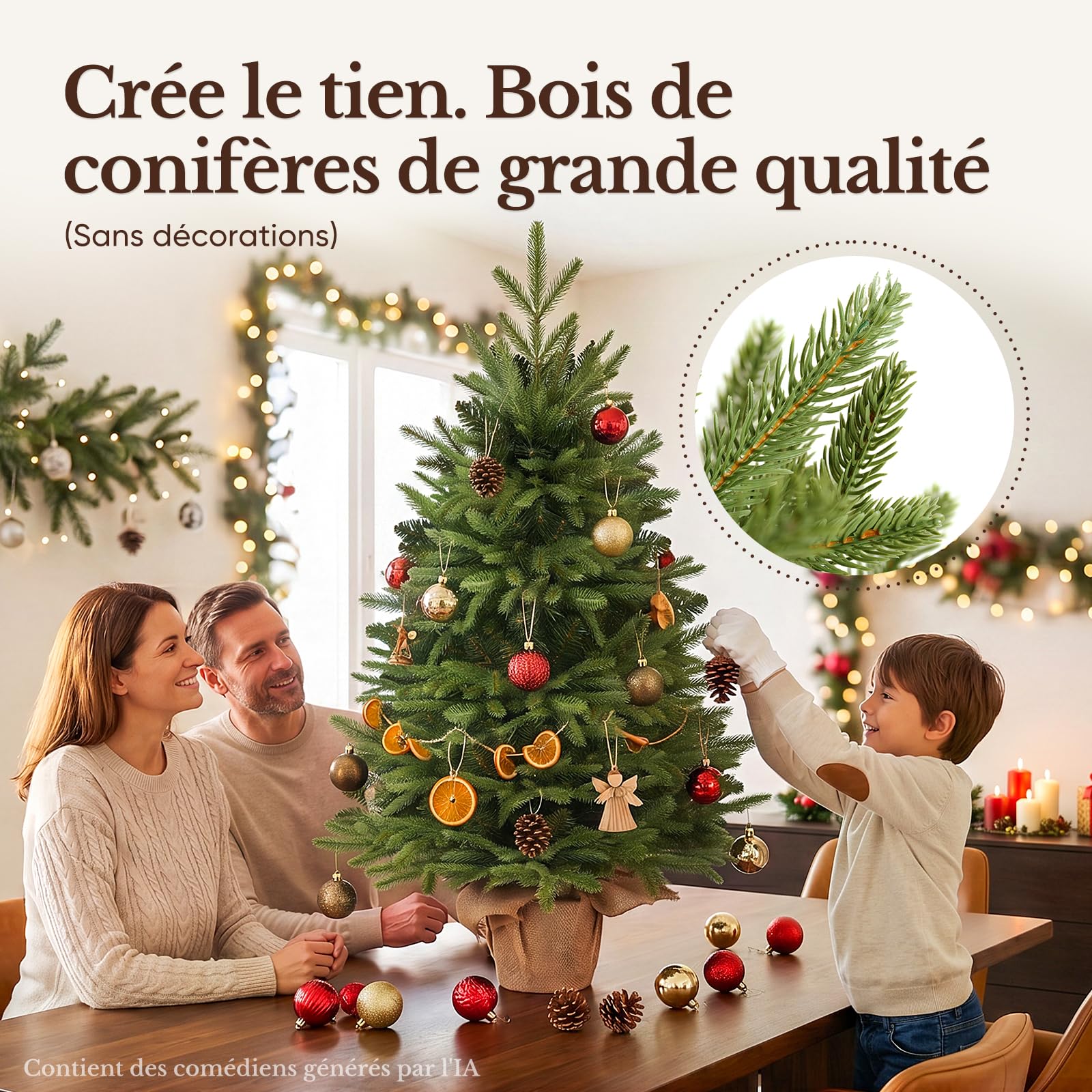 Hokeeper Sapin de Noël artificiel de 120 cm | Sapin de Noël artificiel en pot - Pour l'intérieur et l'extérieur - Branches réalistes en polyéthylène