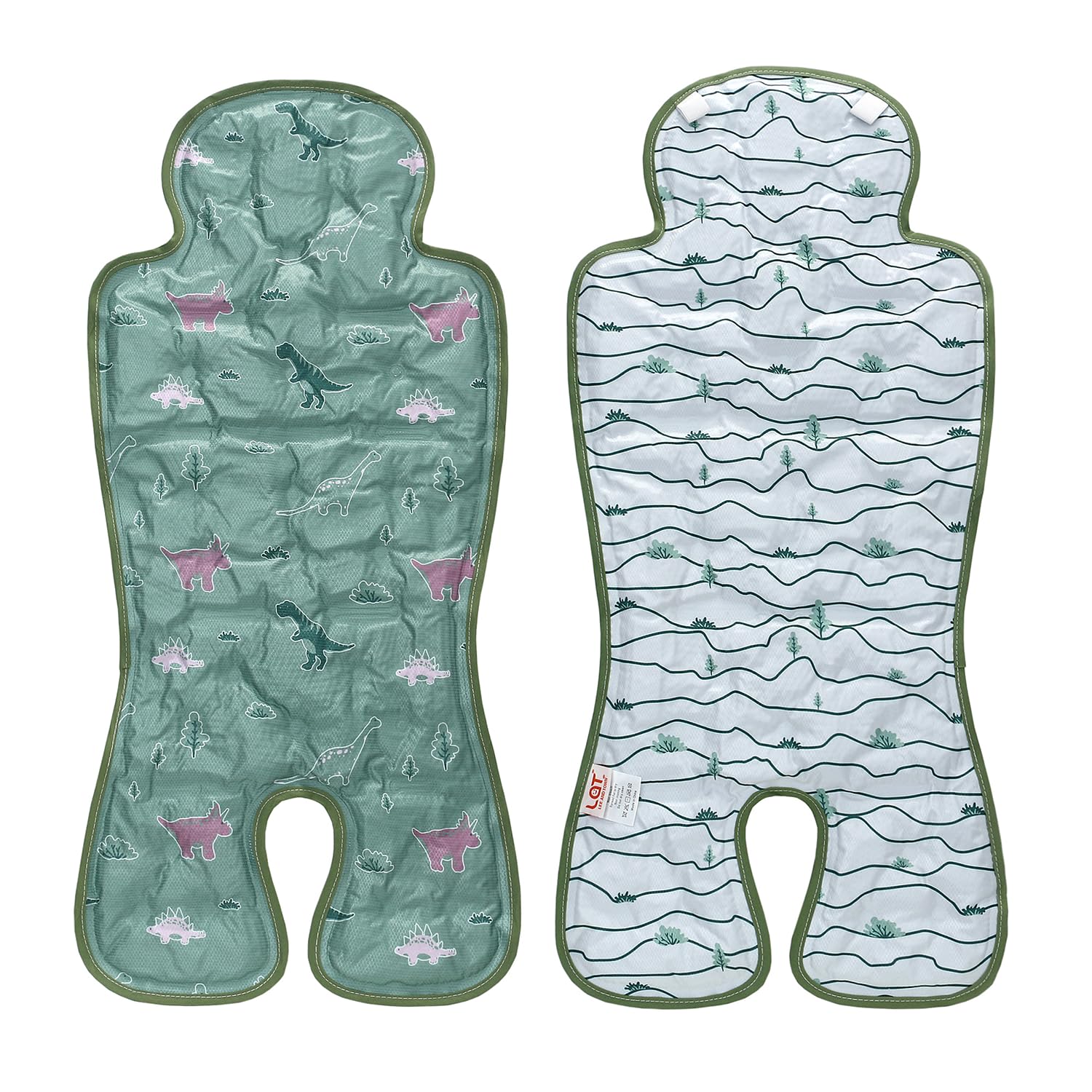 Baby-Kühlkissen für Kinderwagen Doppelseitiges Universelles Sommer Babyschale Kinderwagen-Kühlmatte Kinderwagen-Sitzeinlage Für Buggy Und Autositze (Dinosaurier + Wald)