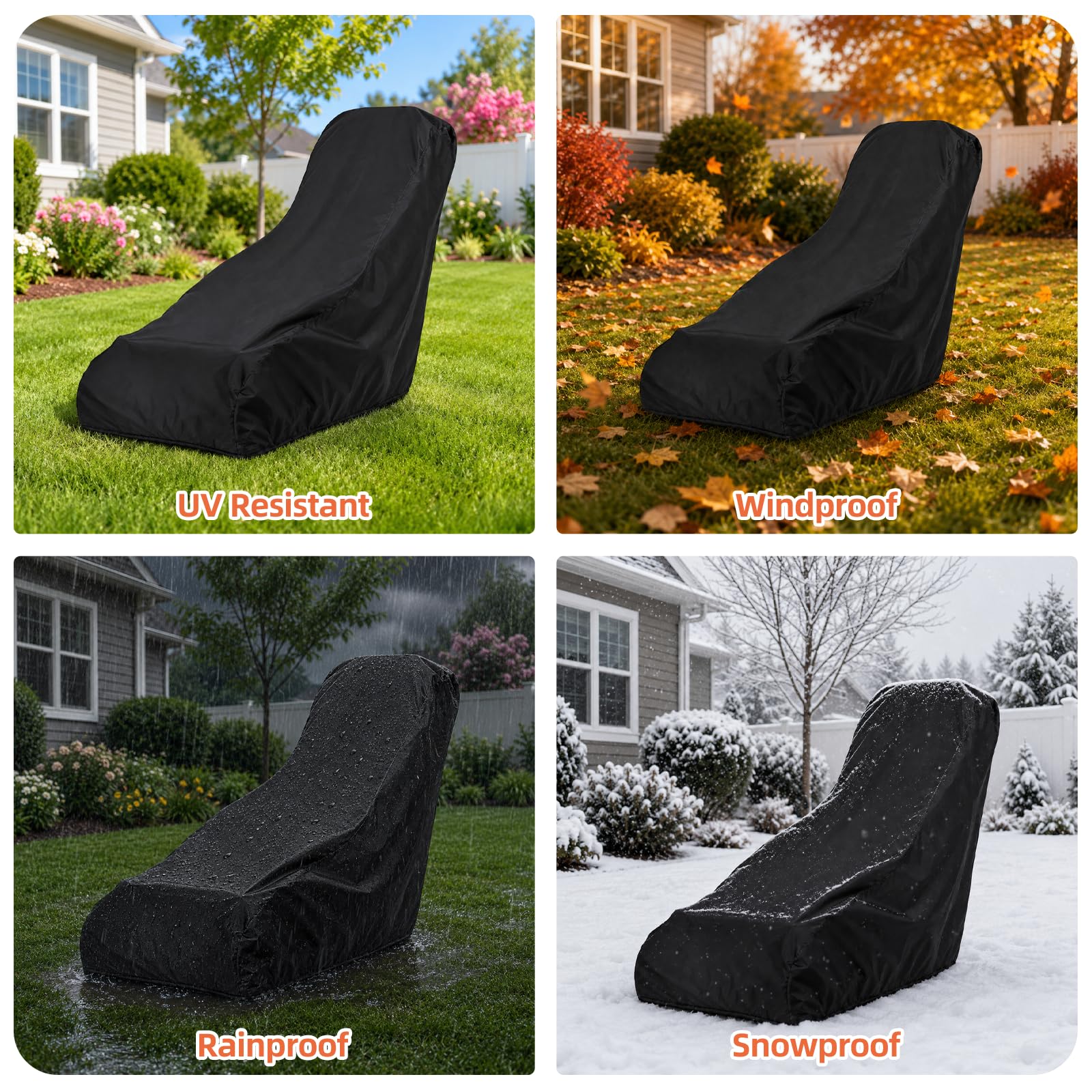 Cubierta para cortacésped impermeable, 195 x 66 x 108 cm, cubierta para la cortadora de césped, 420D Oxford, cubierta para cortacésped con cordón, resistente al viento, anti-UV, a prueba de